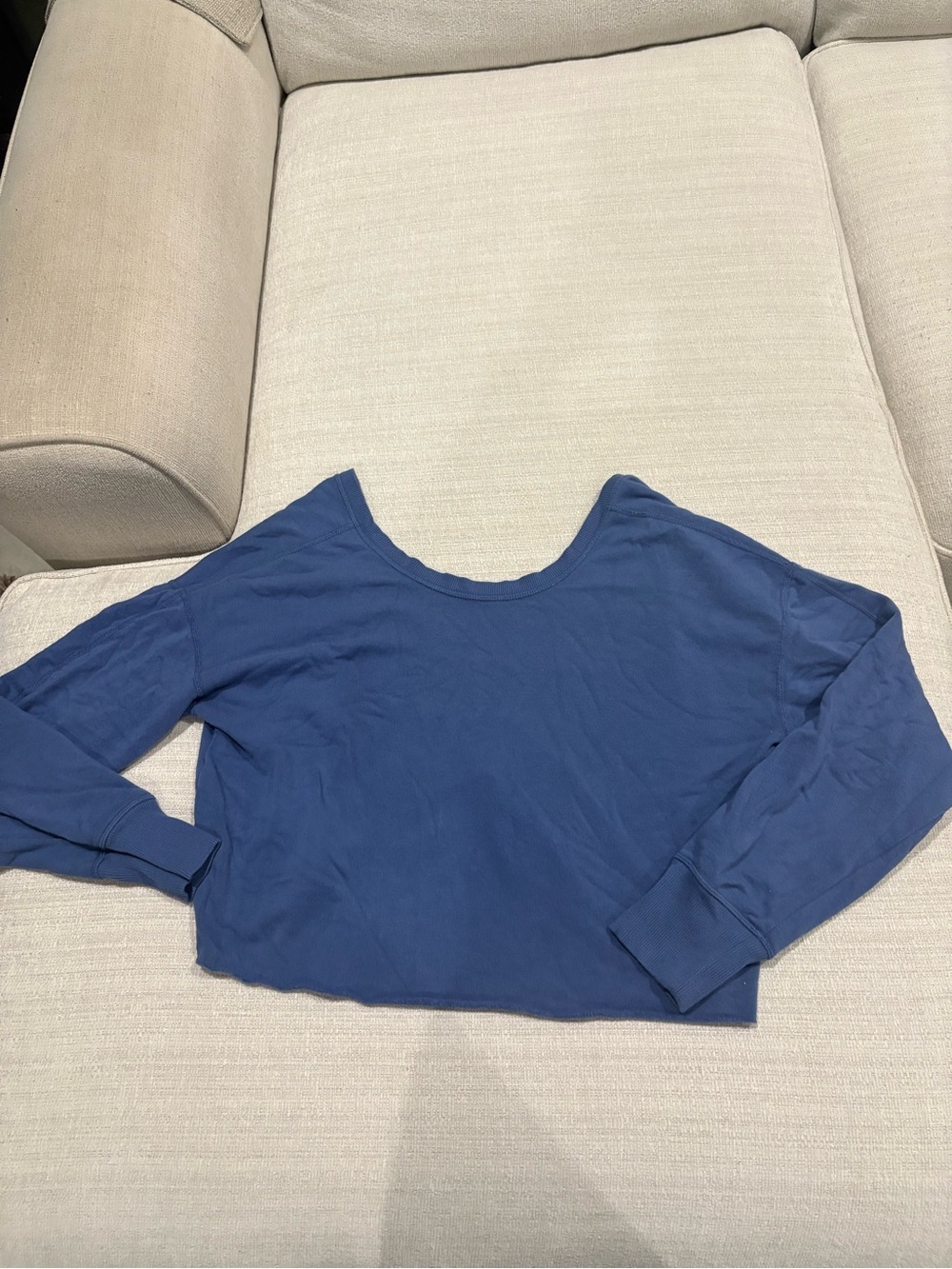 aerie Navy Scoop Neck Crop Long Sleeve Top